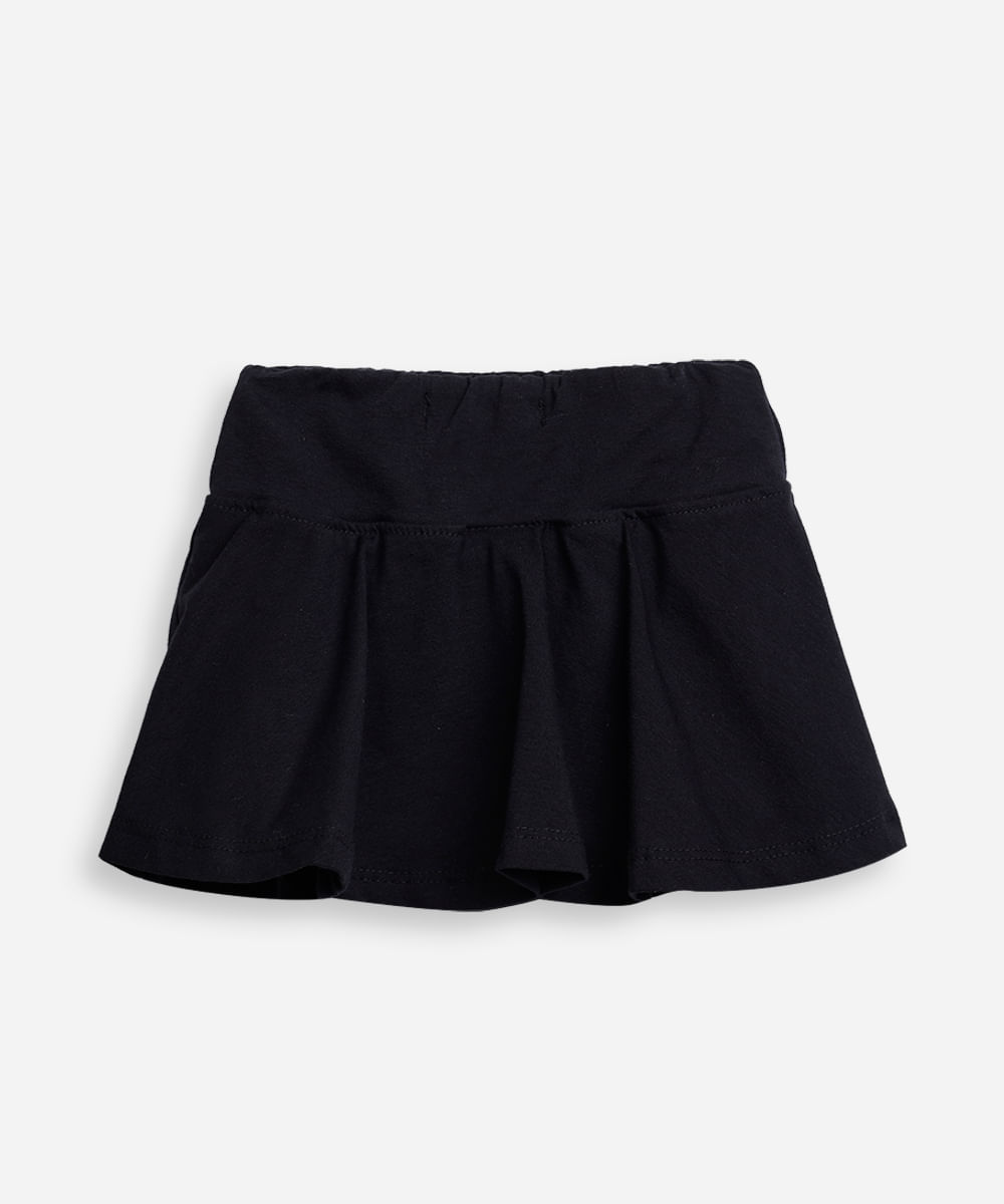 short saia infantil evasê liso  - preto