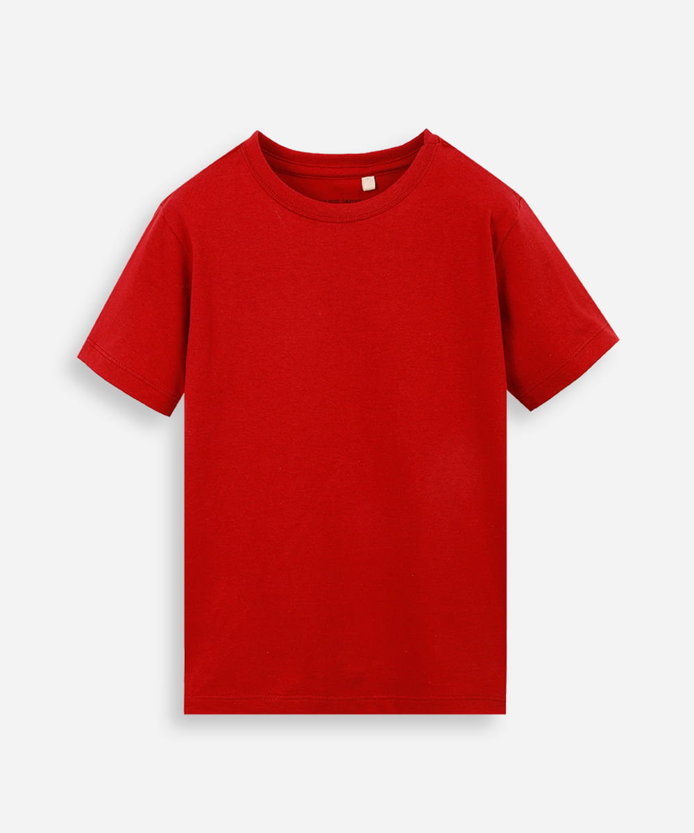 camiseta de algodão infantil manga curta básica vermelha