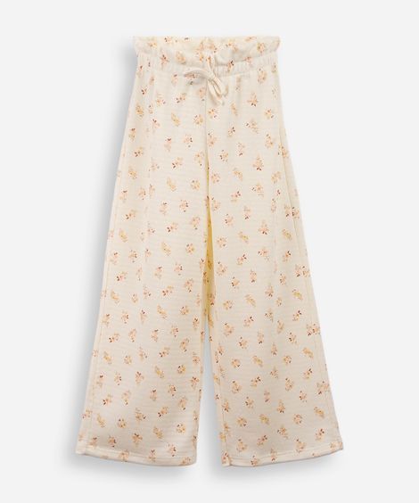 calça infantil liberty estampada bege
