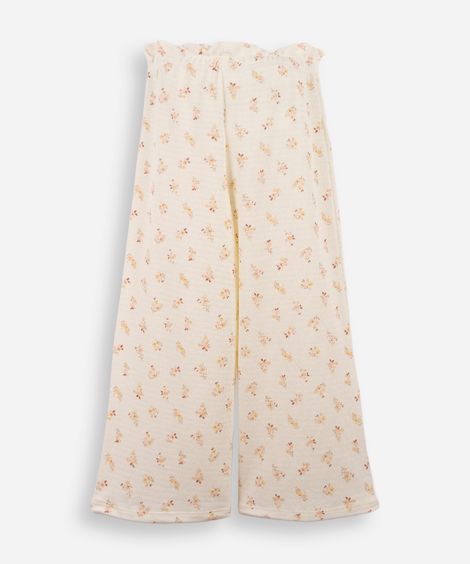calça infantil liberty estampada bege
