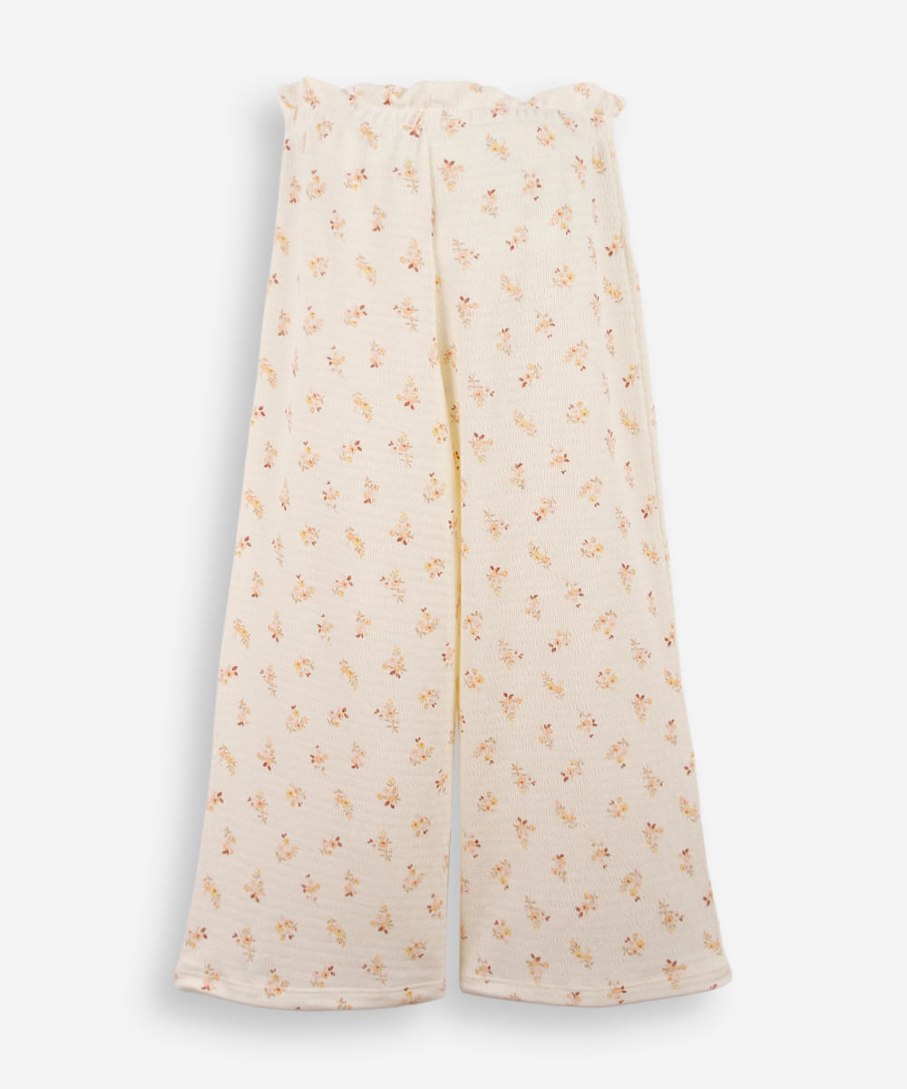 calça infantil liberty estampada bege