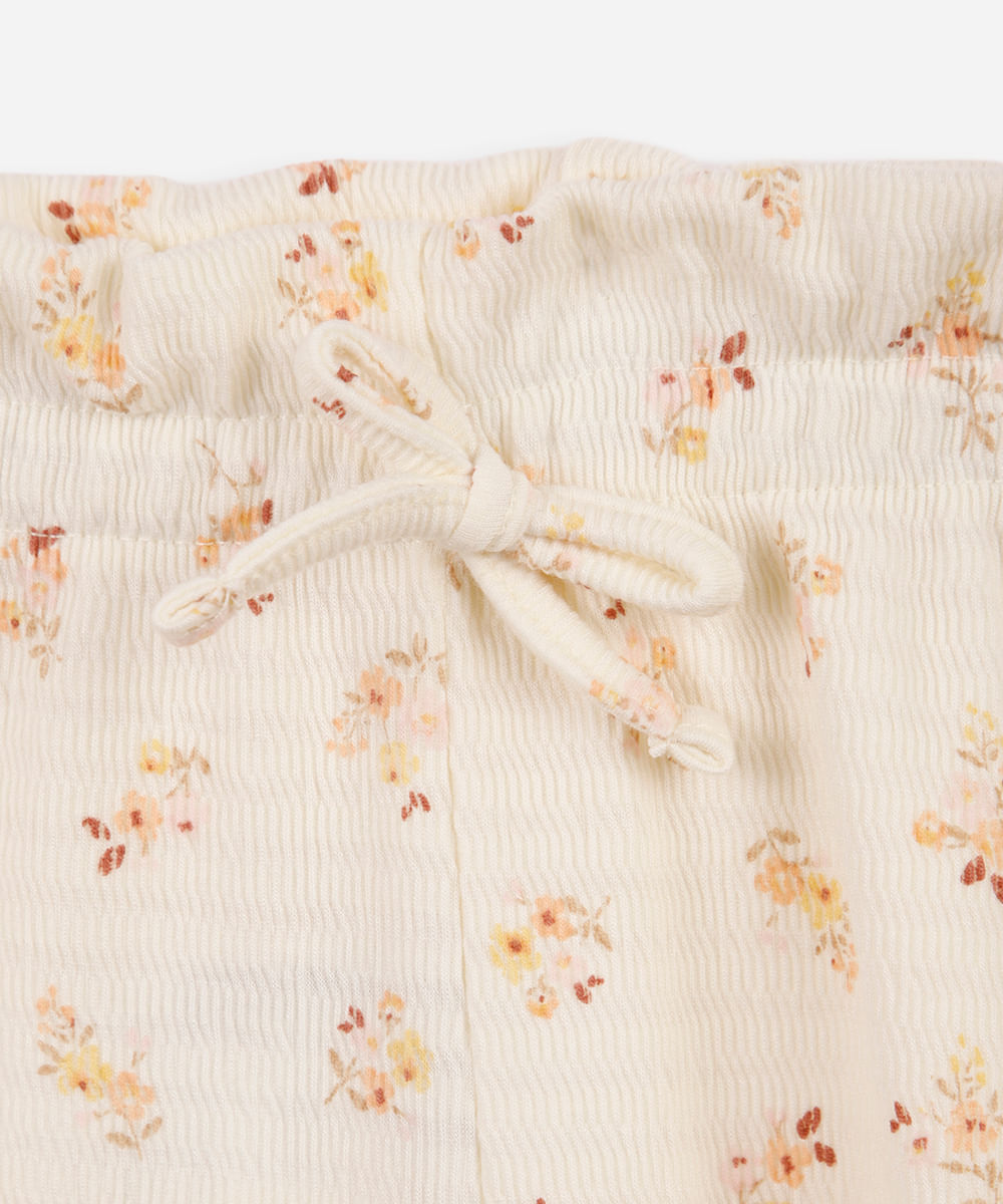 calça infantil liberty estampada bege