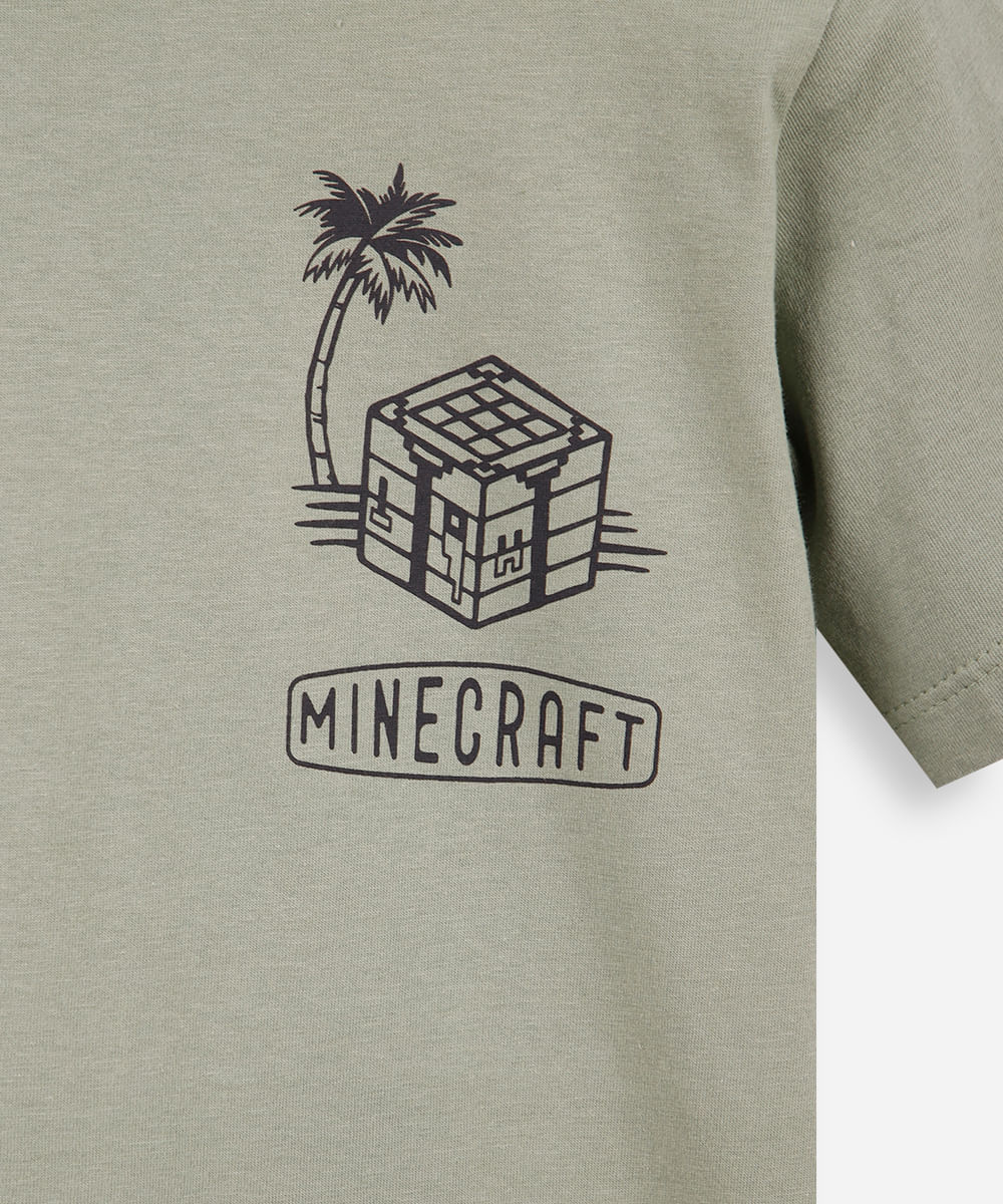 camiseta infantil minecraft game verde