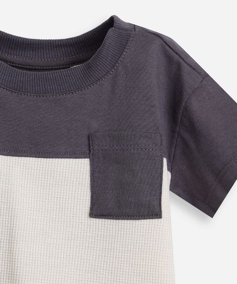 conjunto curto infantil com recorte cinza