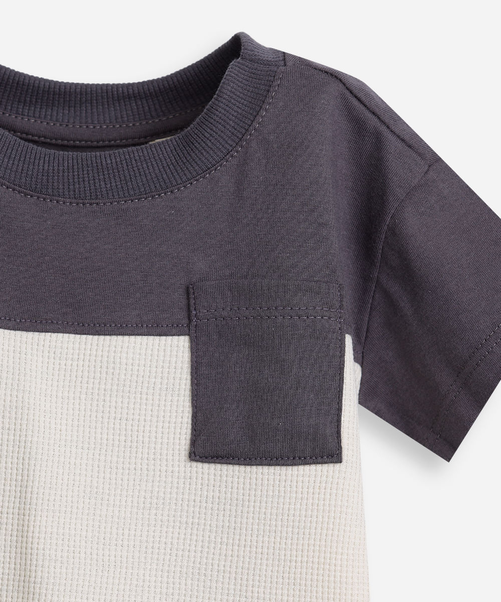 conjunto curto infantil com recorte cinza