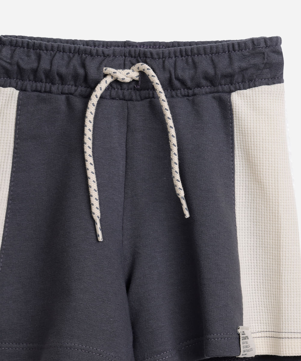 conjunto curto infantil com recorte cinza