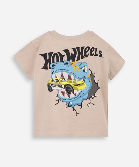 camiseta infantil hot wheels bege