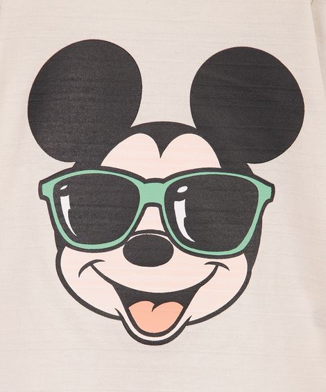 camiseta infantil texturizada mickey bege