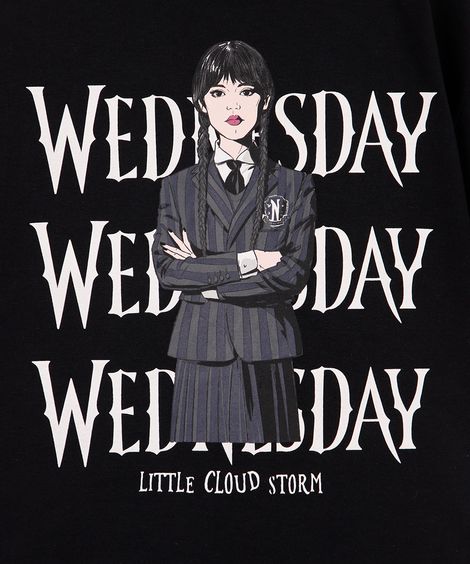 camiseta infantil wandinha nova arte preta