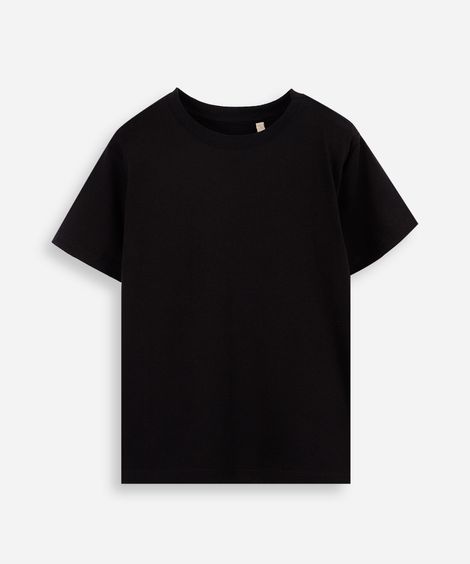 camiseta de algodão infantil manga curta básica preta