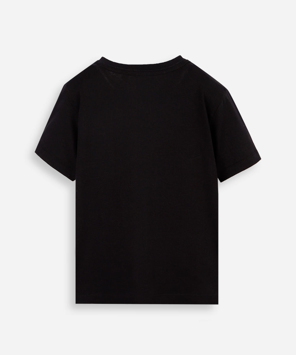 camiseta de algodão infantil manga curta básica preta