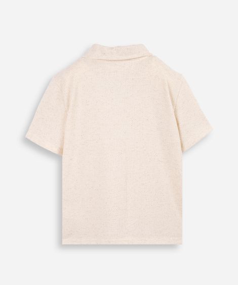 camisa infantil manga curta malha texturizada bege