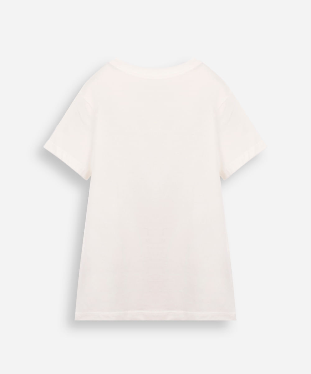 camiseta infantil de algodão ursinho off white