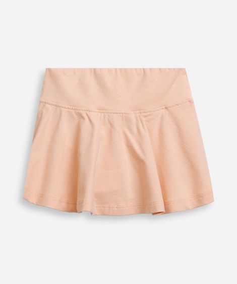 short saia infantil evasê liso laranja