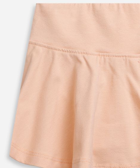 short saia infantil evasê liso laranja