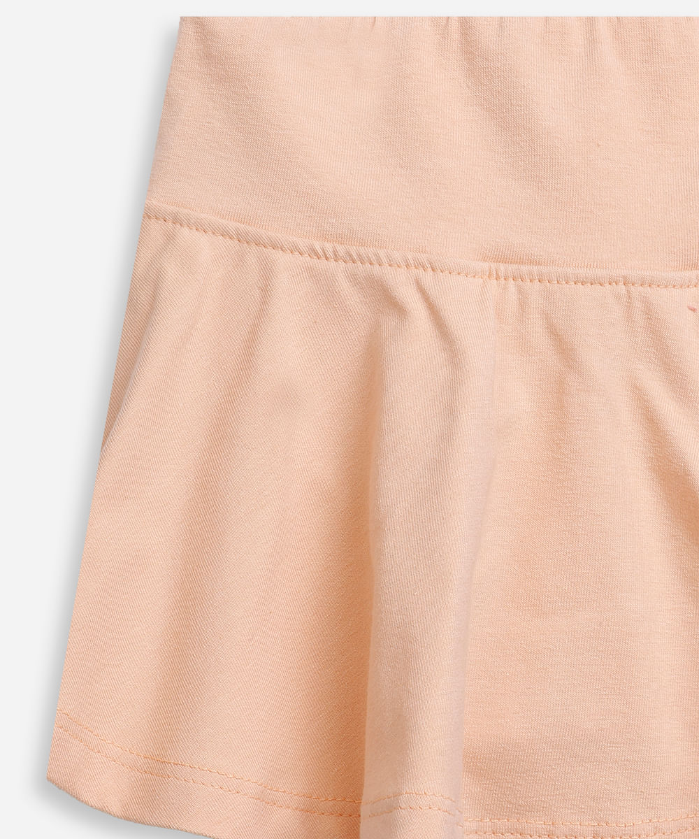 short saia infantil evasê liso laranja