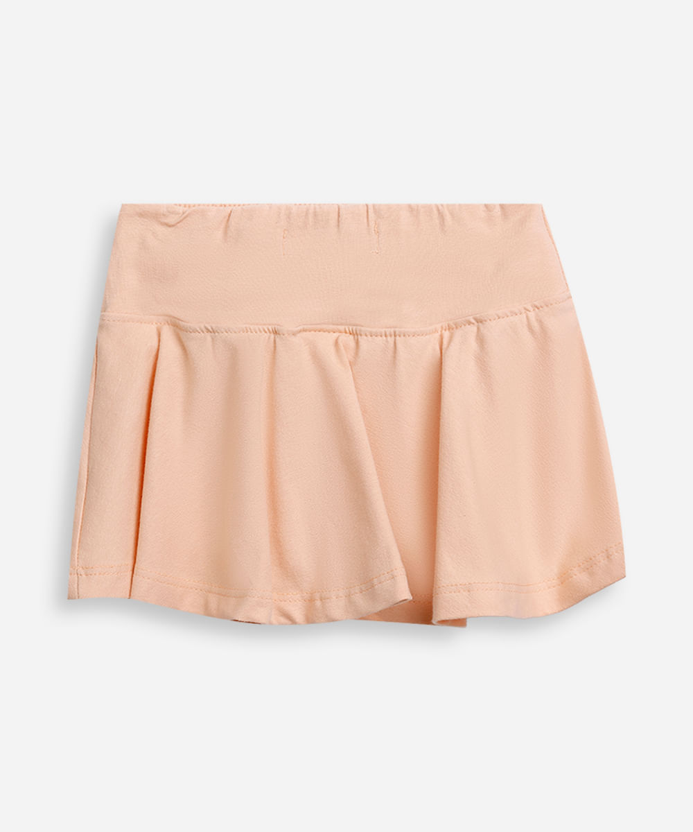 short saia infantil evasê liso laranja