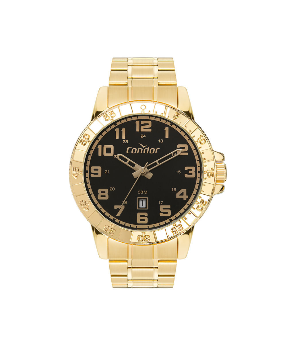 kit relógio masculino condor analógico calendário co2115nakk4p dourado
