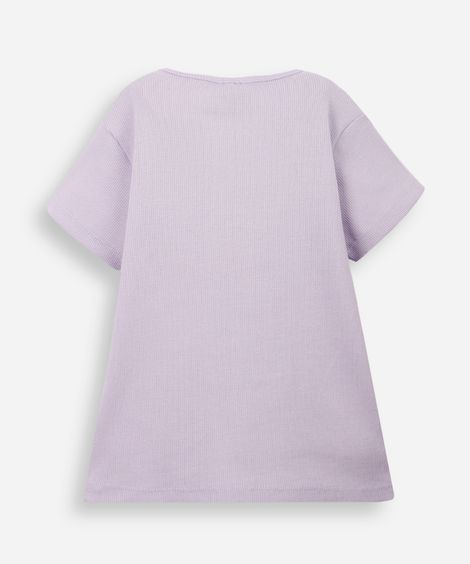 blusa infantil de algodão com laços canelada - lilás