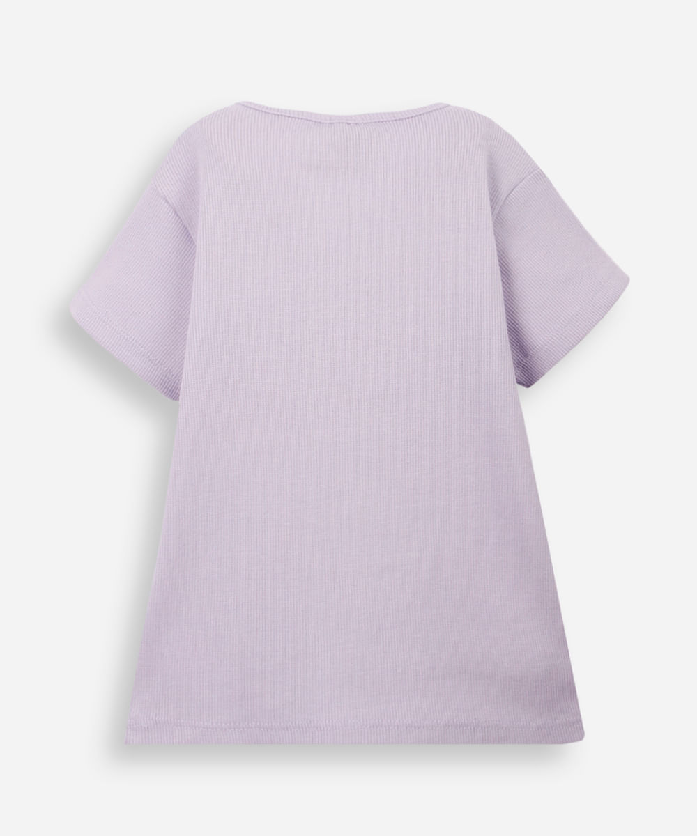 blusa infantil de algodão com laços canelada - lilás