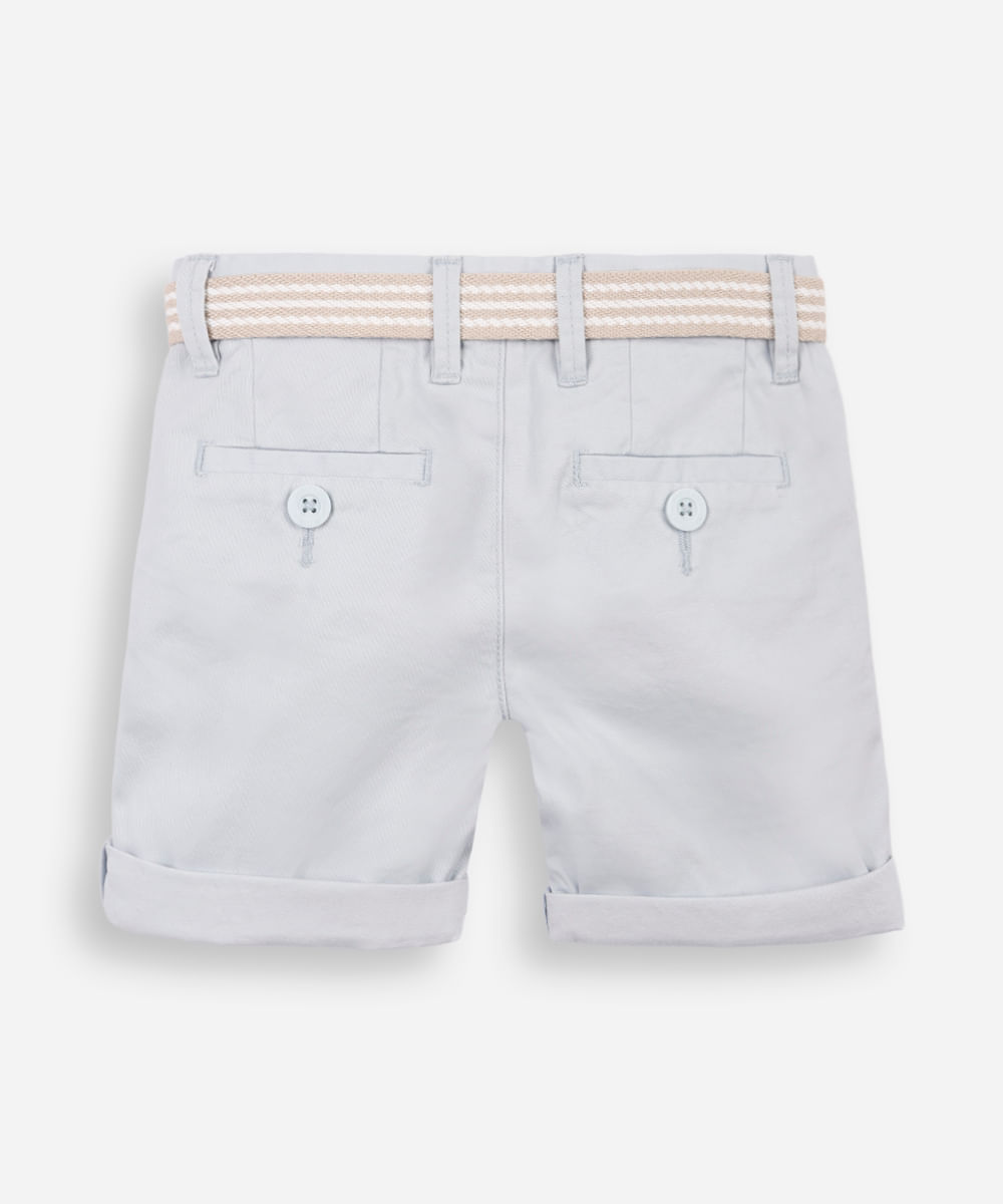 bermuda infantil de sarja com cinto azul