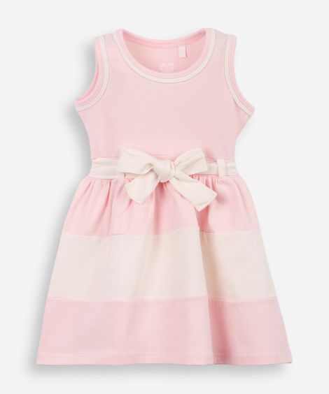 vestido infantil listrado rosa