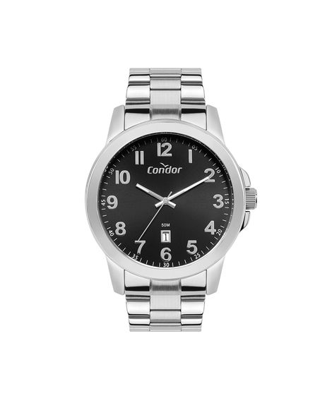 kit relógio masculino condor analógico calendário co2115naok4p prateado