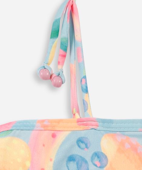 biquíni infantil folhas tropicais colorido