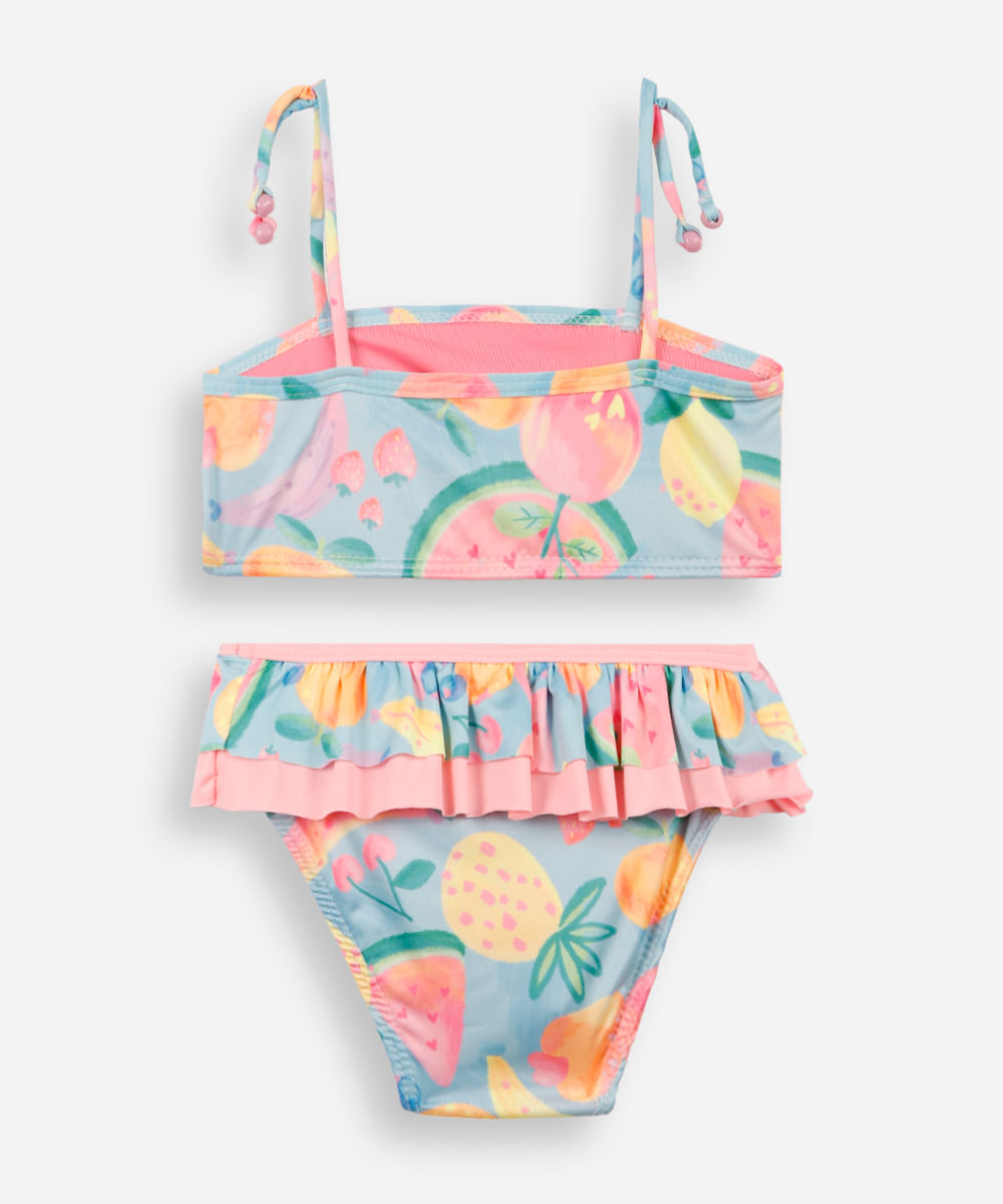 biquíni infantil folhas tropicais colorido