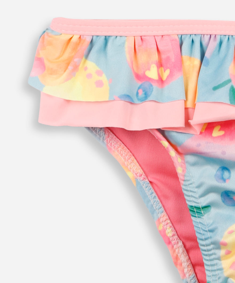 biquíni infantil folhas tropicais colorido
