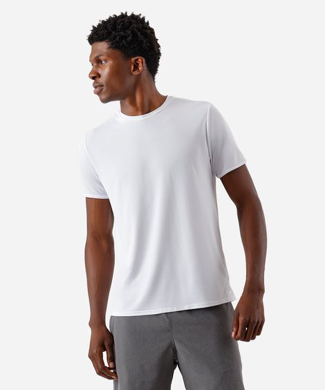 camiseta esportiva masculina de poliamida texturizada branca