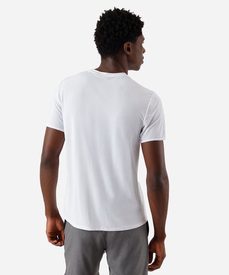 camiseta esportiva masculina de poliamida texturizada branca