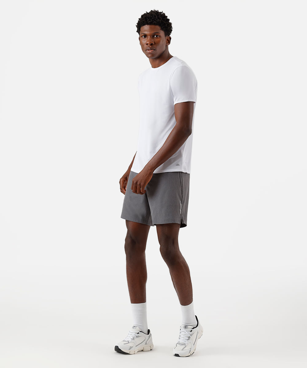 camiseta esportiva masculina de poliamida texturizada branca