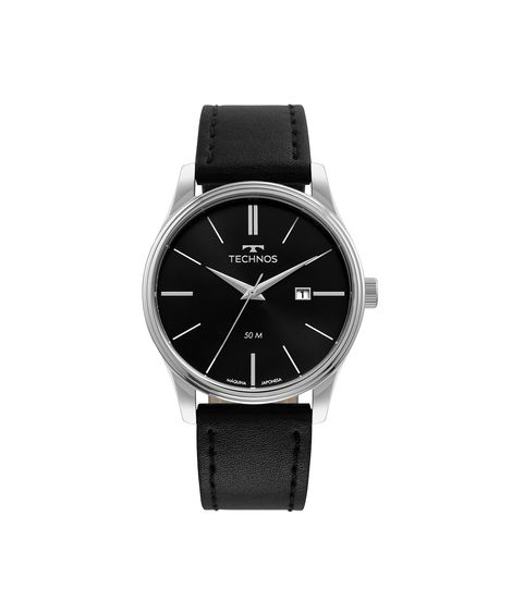 relógio masculino technos analógico calendário 2115mxu0p prateado