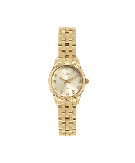 kit relógio feminino condor analógico co2035nftk4x dourado