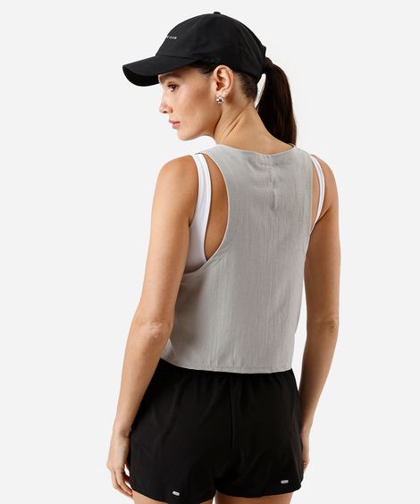cropped feminino esportivo com refletivo cinza