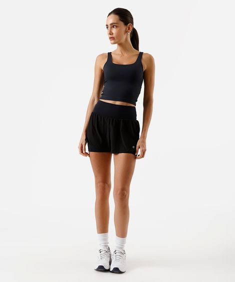 short running feminino esportivo com bermuda interna preto