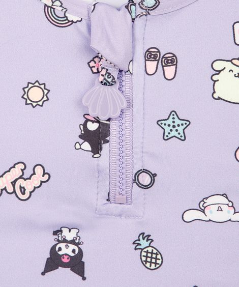 biquíni infantil com zíper hello kitty lilás