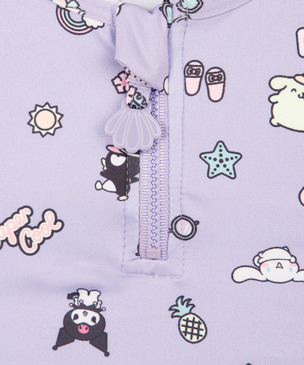 biquíni infantil com zíper hello kitty lilás