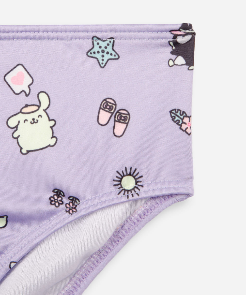biquíni infantil com zíper hello kitty lilás