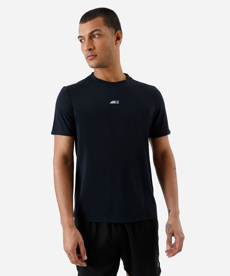 camiseta esportiva masculina de poliamida estampada preta