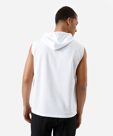 regata machão masculina esportiva com capuz oversized branca