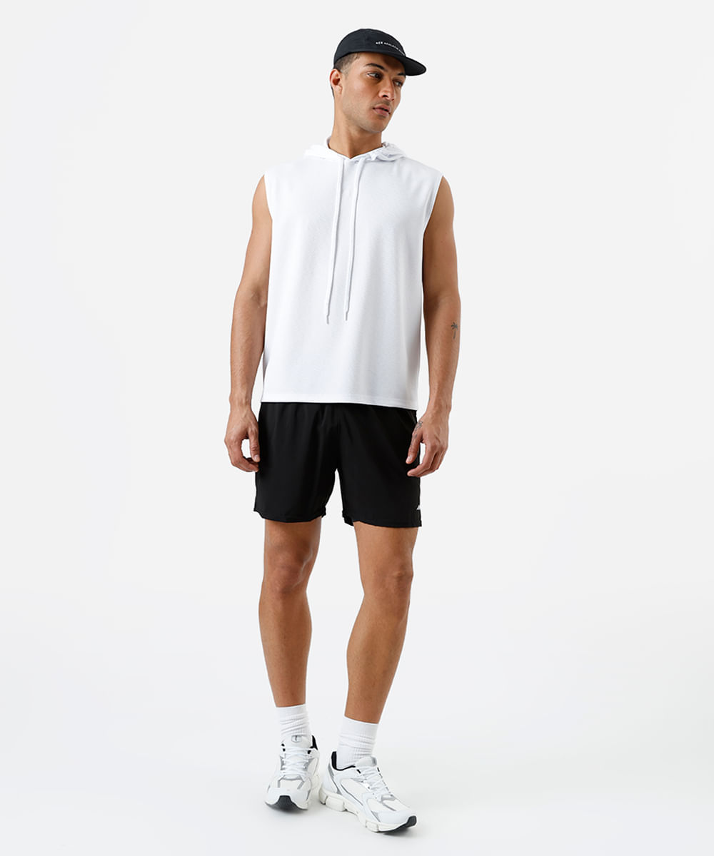 regata machão masculina esportiva com capuz oversized branca
