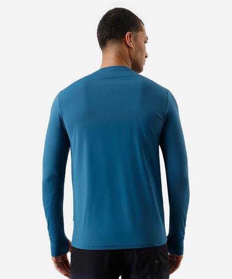 camiseta masculina de poliamida manga longa com proteção uv azul
