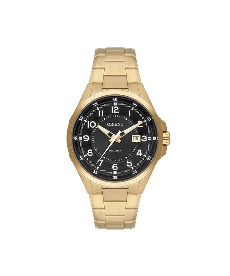 relógio masculino orient analógico calendário mgss1297p2kx dourado