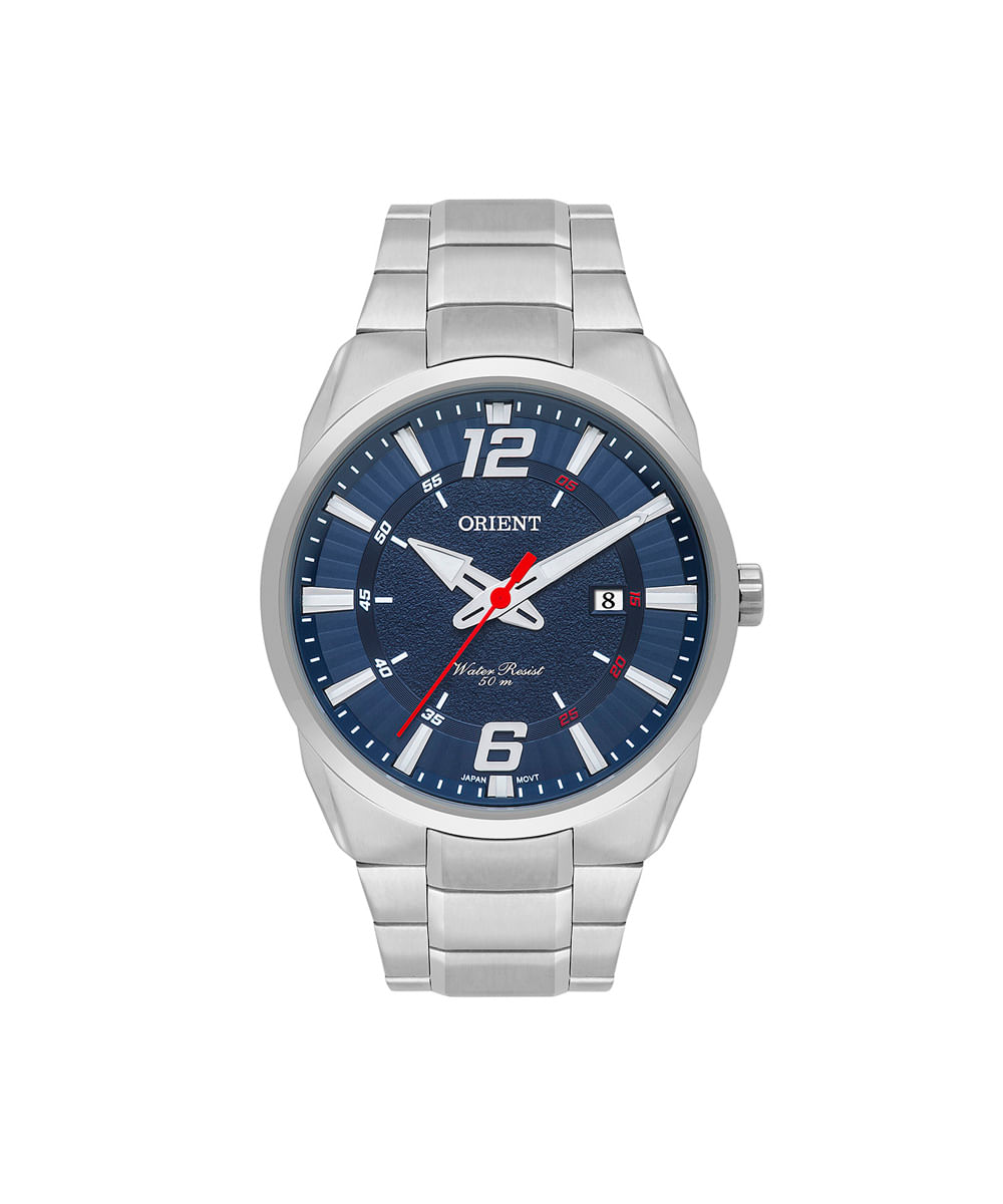 relógio masculino orient analógico calendário mbss1461d2sx prateado
