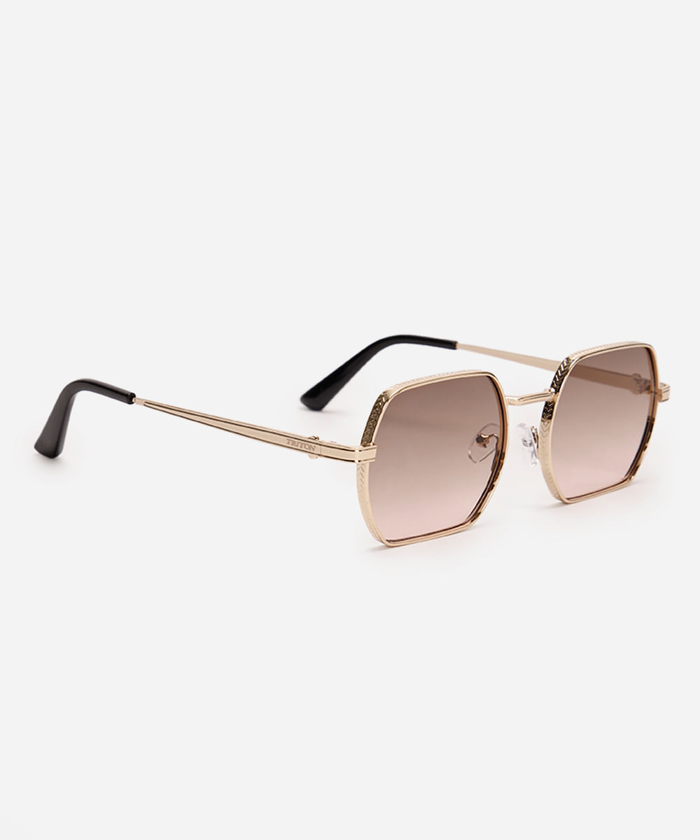 óculos de sol quadrado triton unissex dourado