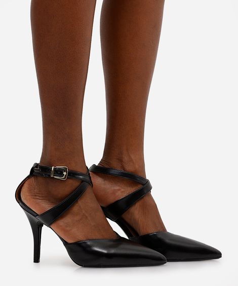 scarpin bico fino salto fino vizzano preto