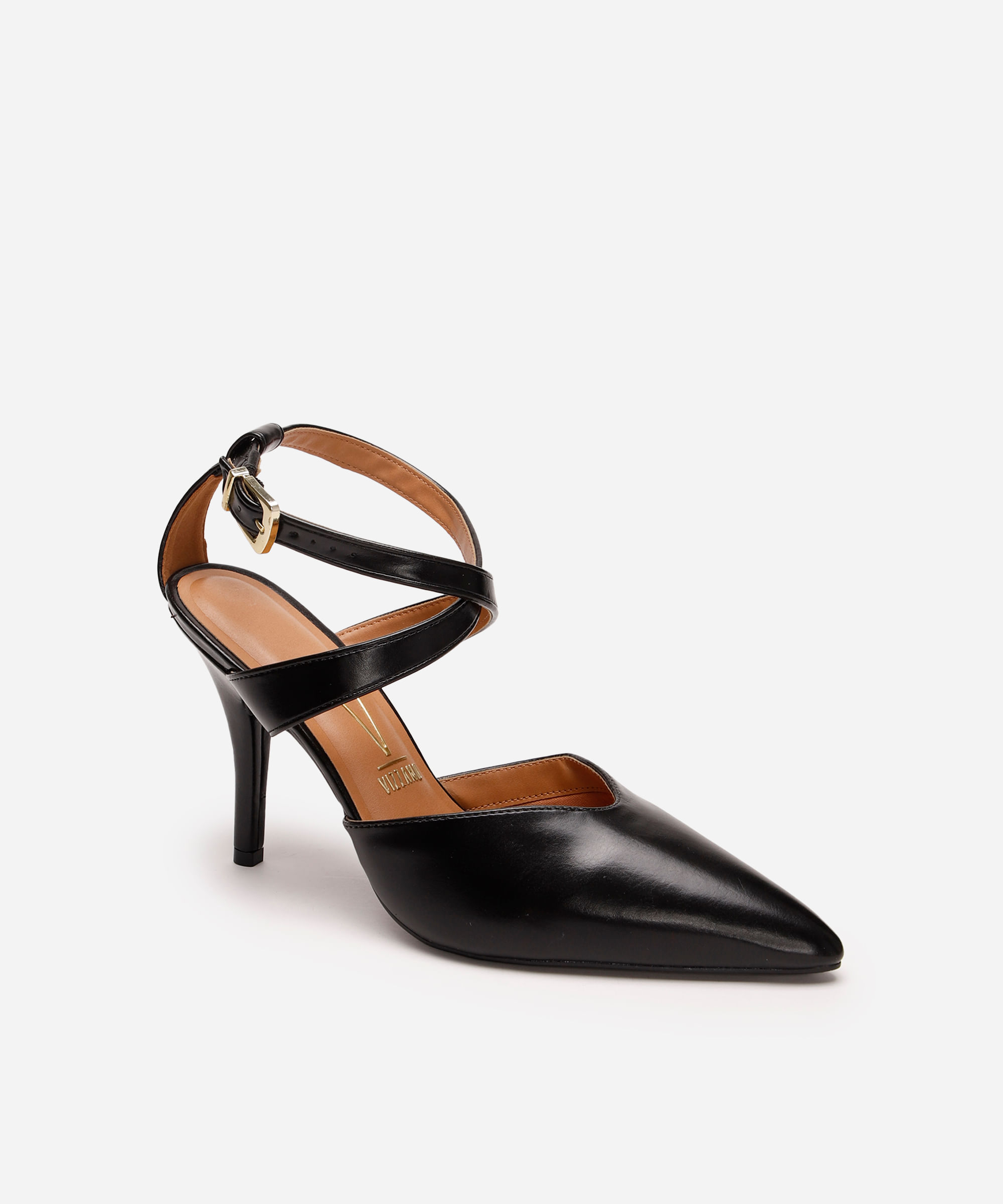 scarpin bico fino salto fino vizzano preto
