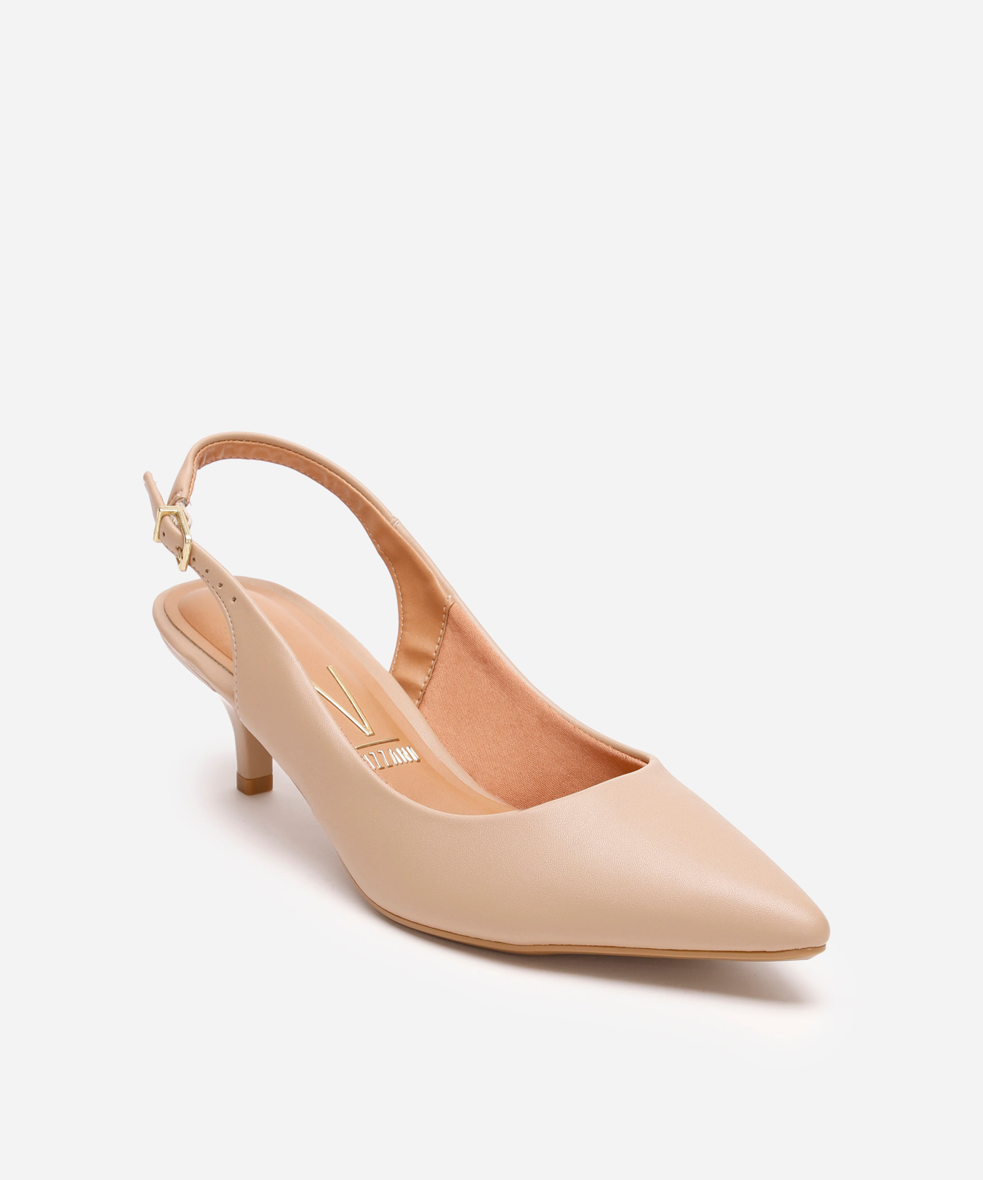 scarpin bico fino salto fino vizzano bege